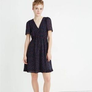 Madewell Flutter-Sleeve Ruffle-Hem Dress in Sugar Dot size 2, NWOT